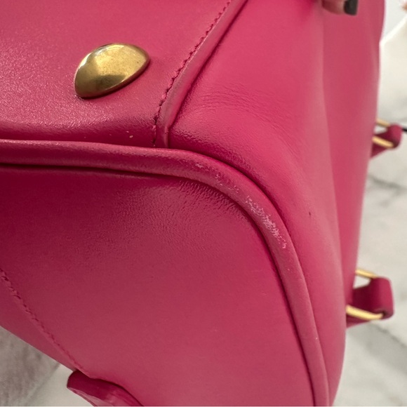 Authentic Yves Saint Laurent Pink Calfskin Leather Baby Duffle Crossbody